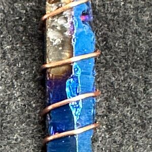 Dyed crystal point with copper Wire-Wrapped Pendant